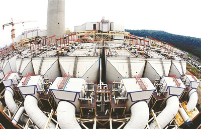 浙能嘉興電廠三期8號(hào)機(jī)組超低排放系統(tǒng)設(shè)備。