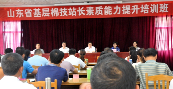 7月14日-17日，省農(nóng)業(yè)廳在泰安舉辦了省基層棉技站長素質(zhì)能力提升培訓班。培訓班邀請農(nóng)業(yè)部農(nóng)業(yè)經(jīng)濟研究中心、山東棉花研究中心、山東農(nóng)業(yè)大學、山東省棉技站等單位的有關專家、教授就現(xiàn)代植棉業(yè)、棉花產(chǎn)業(yè)形勢和棉花栽培、植保等基礎知識及棉花高產(chǎn)實用技術進行了講授。