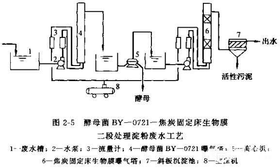 酵母菌BY-0721-焦化固定訂生物膜二段處理淀粉廢水工藝